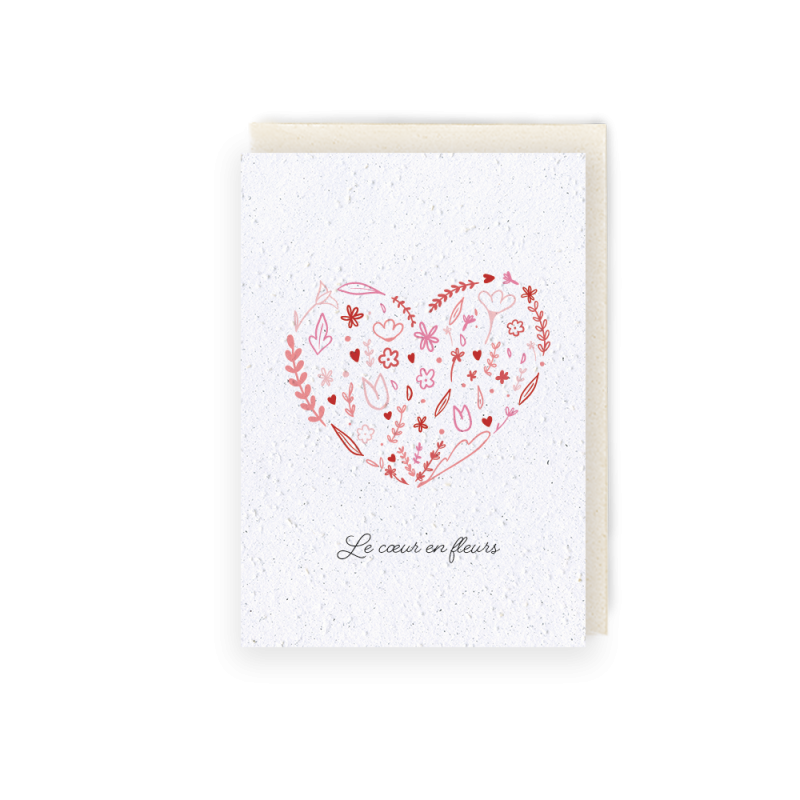 Carte à planter - le Cœur en Fleurs | Papierfleur.fr, le papier qui fleurit