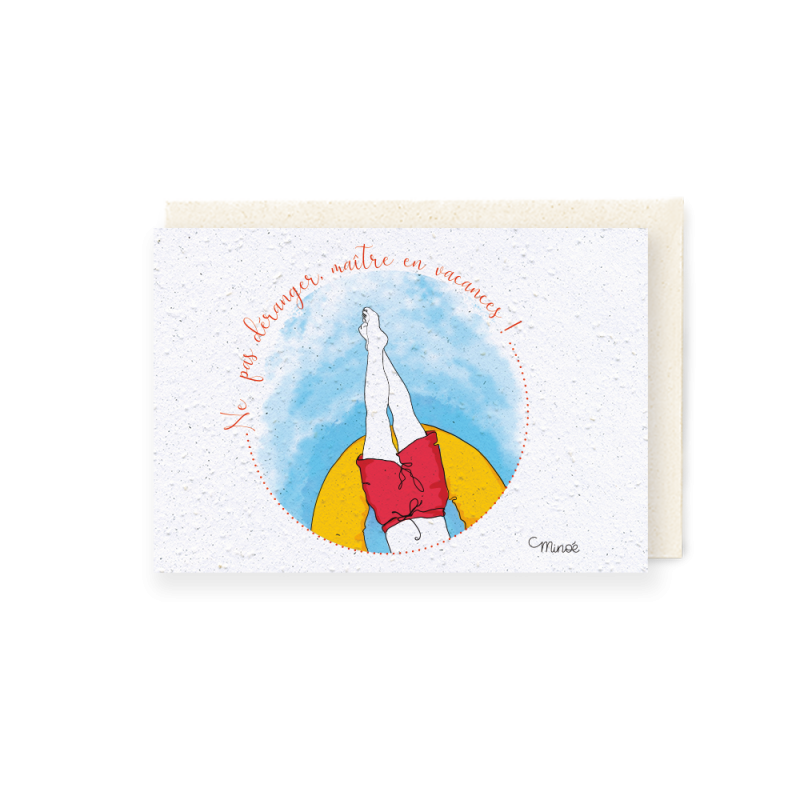 Carte à planter - Maître en vacances | Papierfleur.fr, le papier qui fleurit