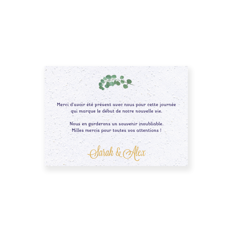 Carte remerciement à planter personnalisable | Papierfleur.fr, le papier qui fleurit