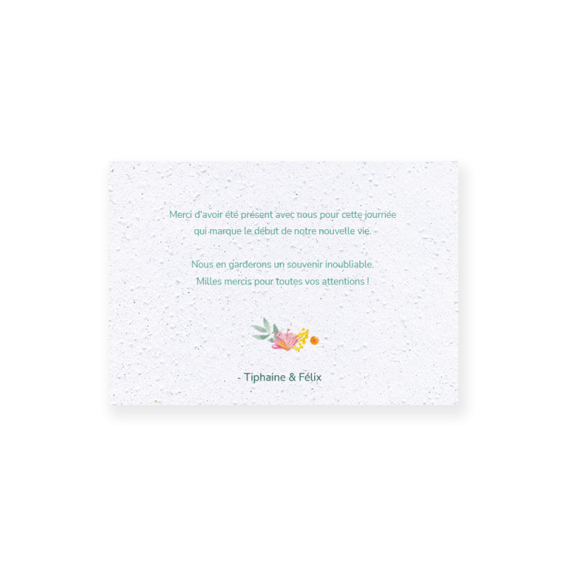 Carte remerciement à planter personnalisable | Papierfleur.fr, le papier qui fleurit